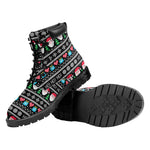 Pixel Christmas Santa Claus Print Work Boots