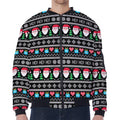 Pixel Christmas Santa Claus Print Zip Sleeve Bomber Jacket