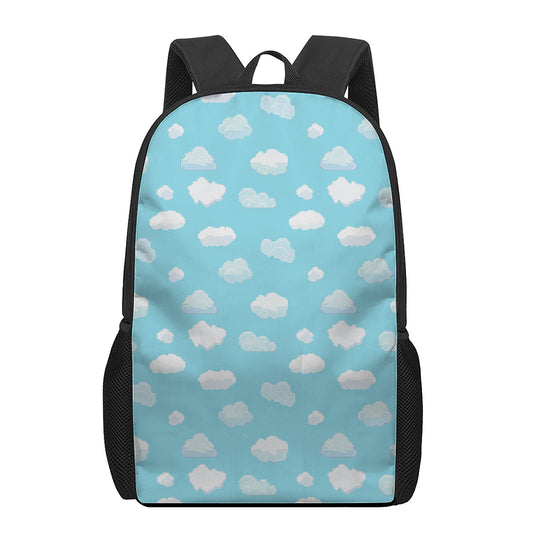 Pixel Cloud Pattern Print 17 Inch Backpack