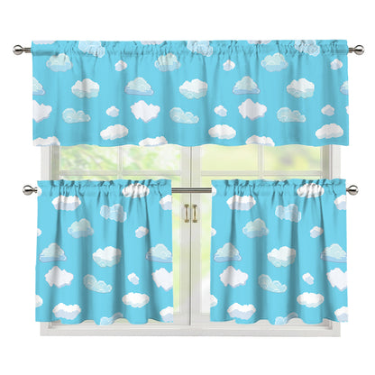 Pixel Cloud Pattern Print 3 Piece Kitchen Curtains