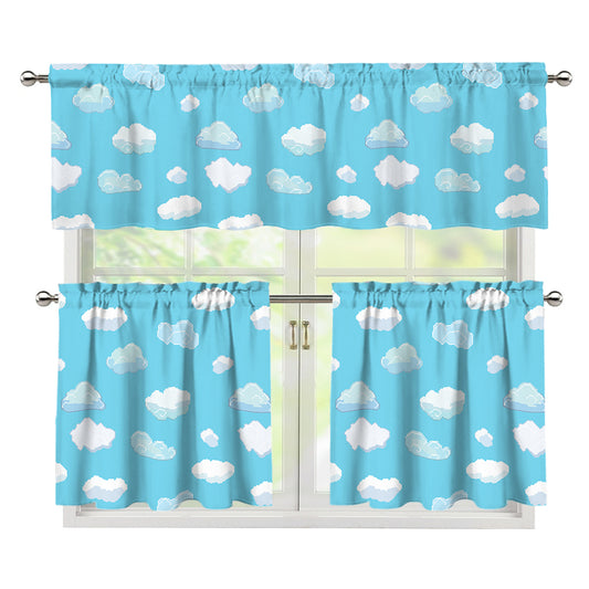 Pixel Cloud Pattern Print 3 Piece Kitchen Curtains