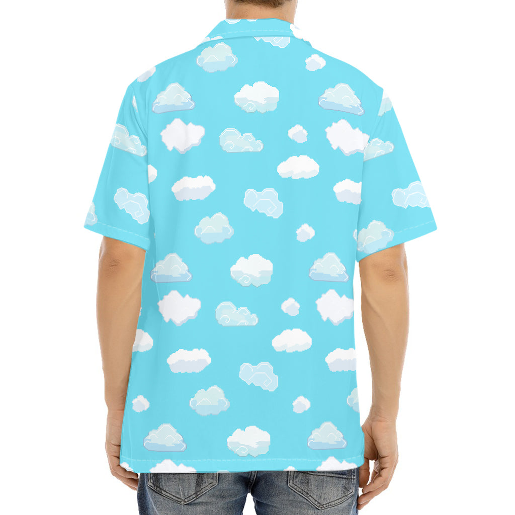Pixel Cloud Pattern Print Aloha Shirt