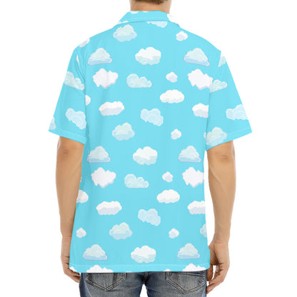 Pixel Cloud Pattern Print Aloha Shirt