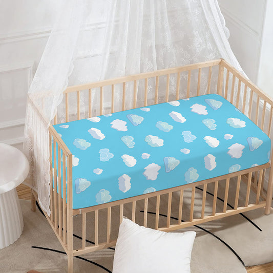 Pixel Cloud Pattern Print Baby Crib Sheet