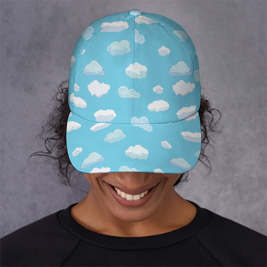 Pixel Cloud Pattern Print Baseball Cap