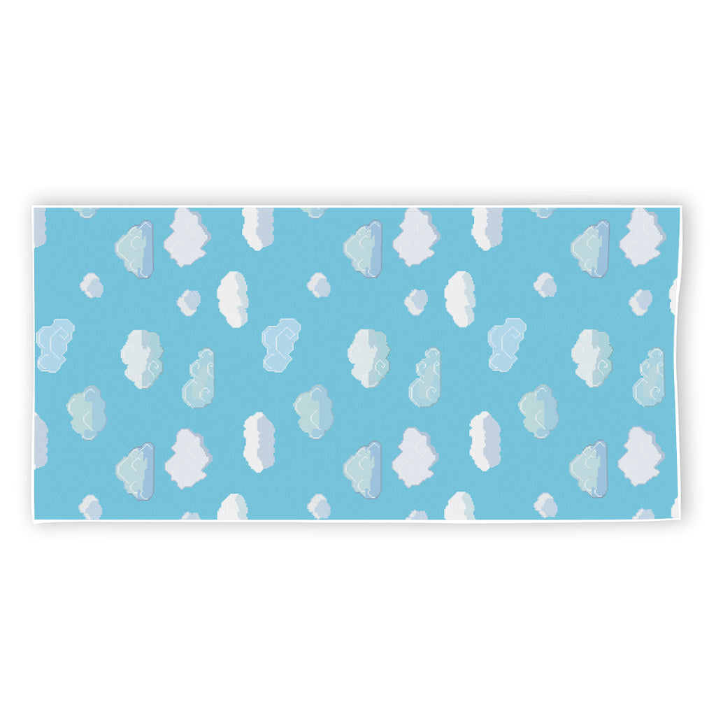 Pixel Cloud Pattern Print Beach Towel