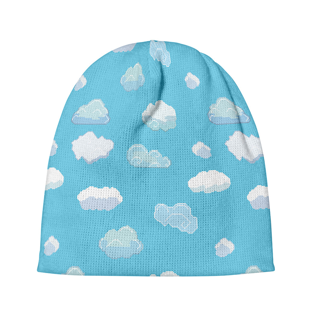 Pixel Cloud Pattern Print Beanie