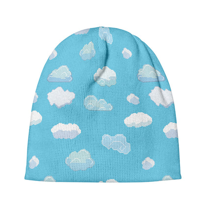 Pixel Cloud Pattern Print Beanie
