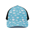 Pixel Cloud Pattern Print Black Mesh Trucker Hat