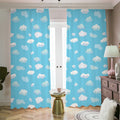 Pixel Cloud Pattern Print Dimout Pencil Pleat Curtains