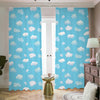 Pixel Cloud Pattern Print Blackout Pencil Pleat Curtains