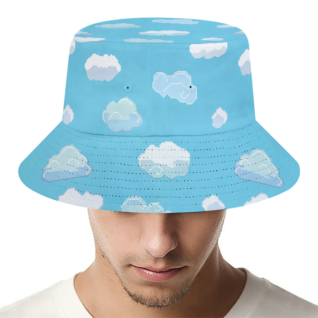 Pixel Cloud Pattern Print Bucket Hat