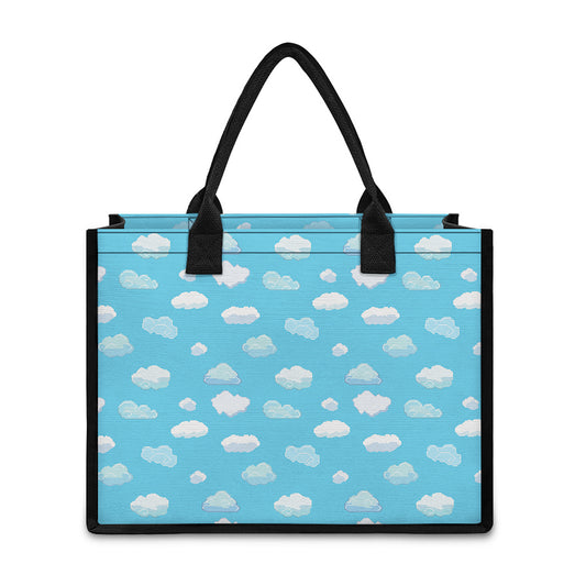 Pixel Cloud Pattern Print Canvas Tote Bag