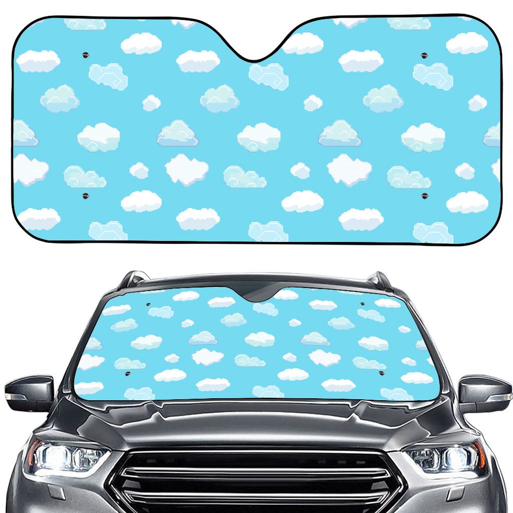 Pixel Cloud Pattern Print Car Windshield Sun Shade