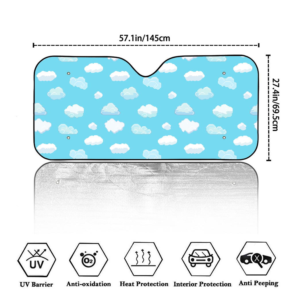 Pixel Cloud Pattern Print Car Windshield Sun Shade