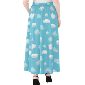 Pixel Cloud Pattern Print Chiffon Maxi Skirt