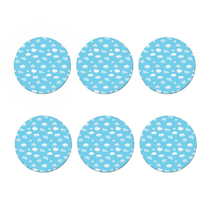 Pixel Cloud Pattern Print Coaster Set