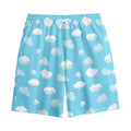 Pixel Cloud Pattern Print Cotton Shorts
