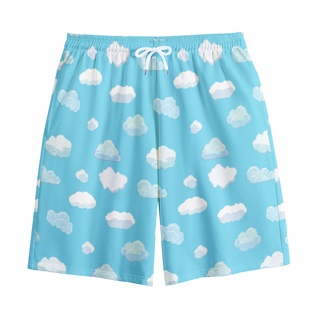 Pixel Cloud Pattern Print Cotton Shorts