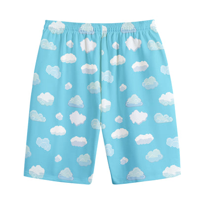 Pixel Cloud Pattern Print Cotton Shorts
