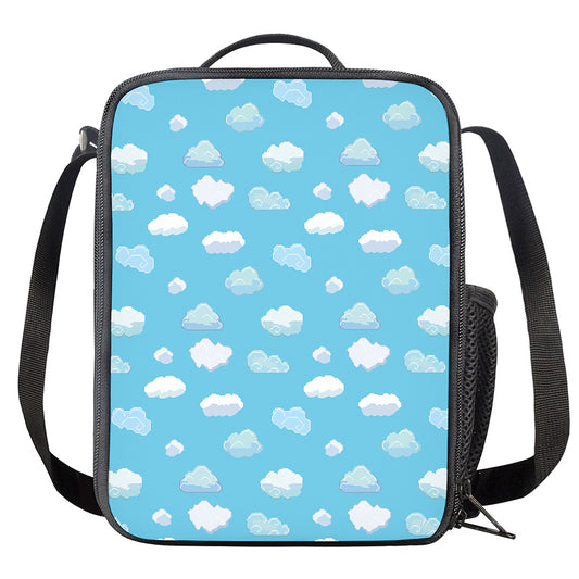 Pixel Cloud Pattern Print Crossbody Lunch Bag
