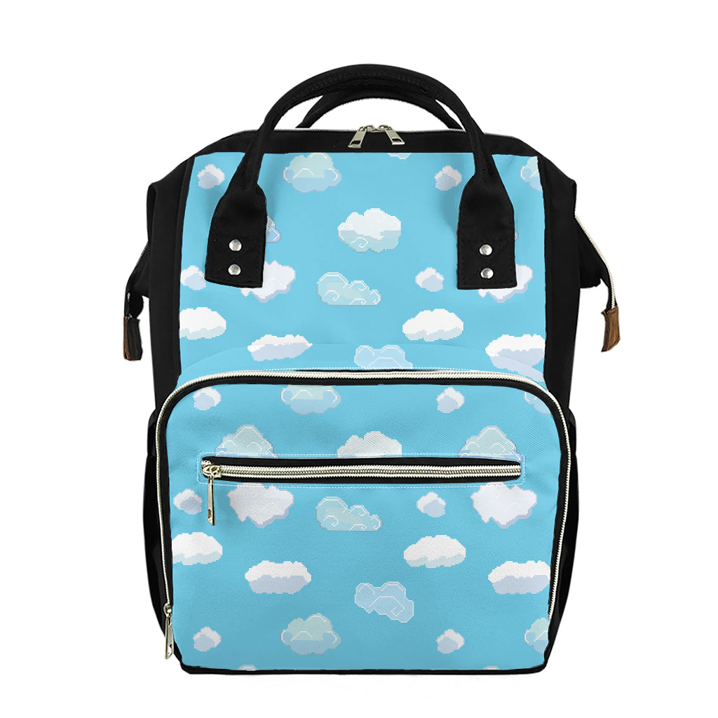 Pixel Cloud Pattern Print Diaper Bag