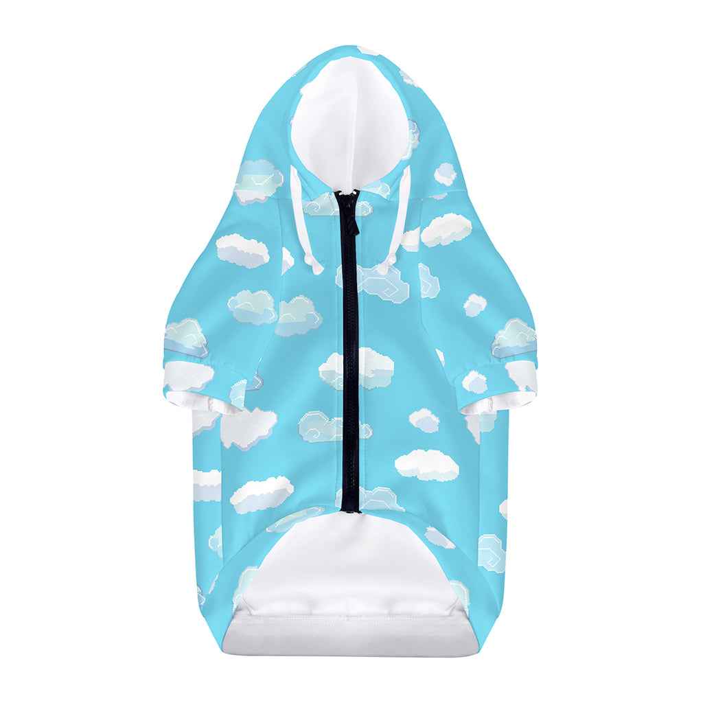 Pixel Cloud Pattern Print Dog Zip Up Hoodie