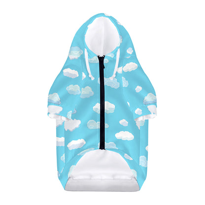 Pixel Cloud Pattern Print Dog Zip Up Hoodie