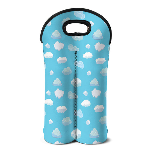 Pixel Cloud Pattern Print Double Neoprene Wine Tote