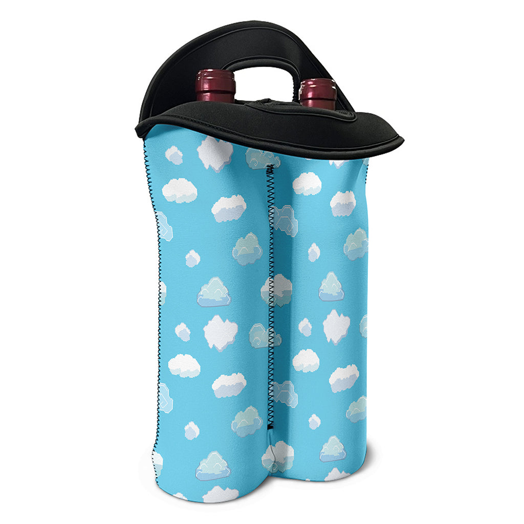 Pixel Cloud Pattern Print Double Neoprene Wine Tote