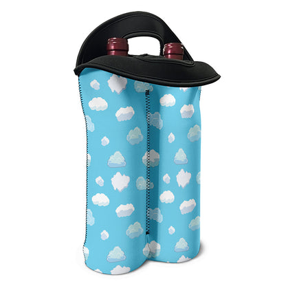 Pixel Cloud Pattern Print Double Neoprene Wine Tote