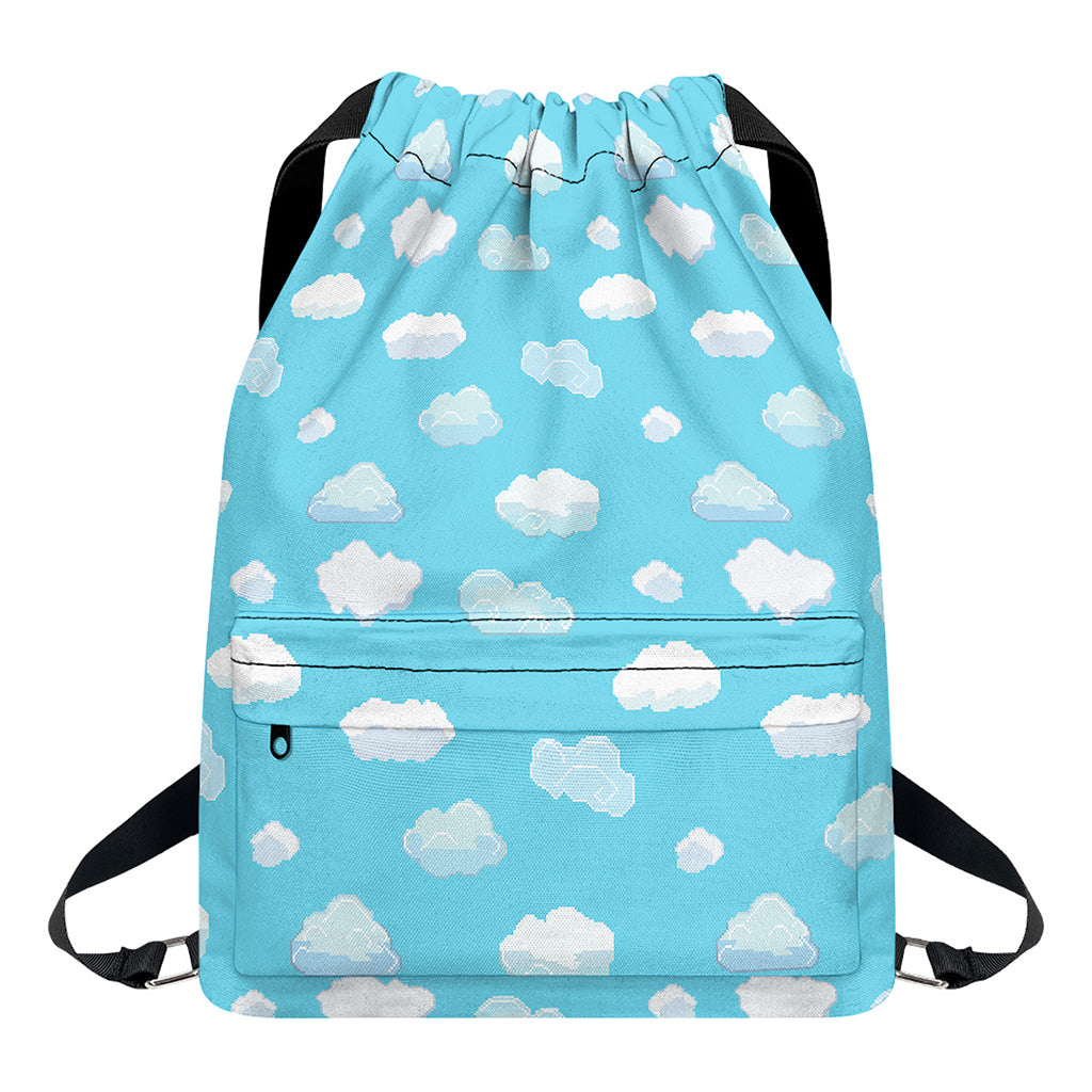 Pixel Cloud Pattern Print Drawstring Backpack