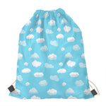 Pixel Cloud Pattern Print Drawstring Bag