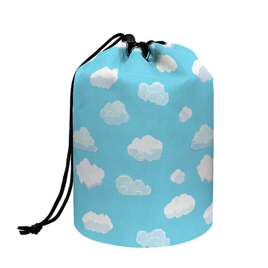 Pixel Cloud Pattern Print Drawstring Makeup Bag