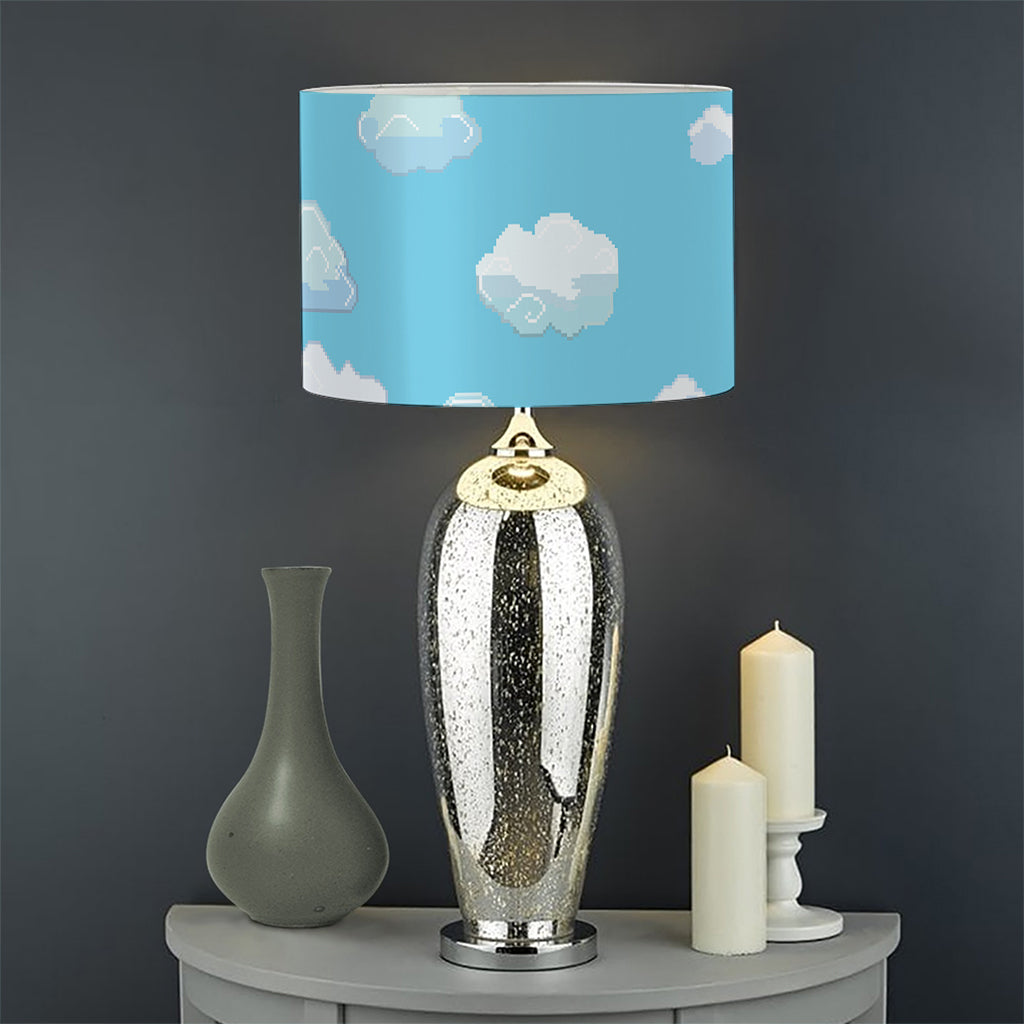 Pixel Cloud Pattern Print Drum Lamp Shade