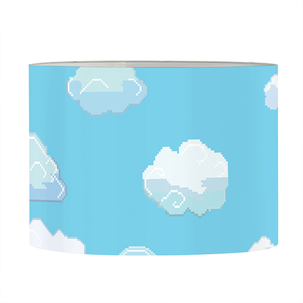 Pixel Cloud Pattern Print Drum Lamp Shade