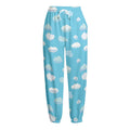 Pixel Cloud Pattern Print Fleece Lined Knit Pants