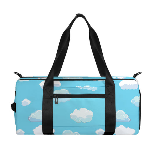 Pixel Cloud Pattern Print Gym Bag