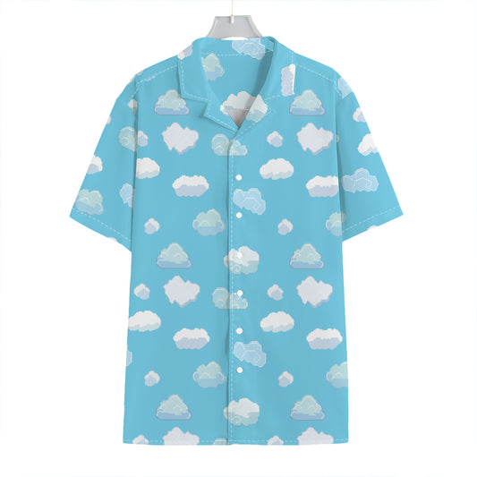 Pixel Cloud Pattern Print Hawaiian Shirt
