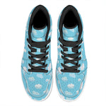 Pixel Cloud Pattern Print High Top Leather Sneakers