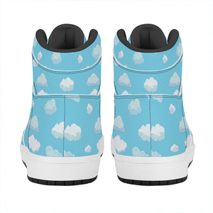 Pixel Cloud Pattern Print High Top Leather Sneakers