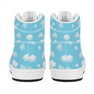 Pixel Cloud Pattern Print High Top Leather Sneakers