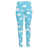 Pixel Cloud Pattern Print High-Waisted Pocket Leggings