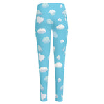 Pixel Cloud Pattern Print High-Waisted Pocket Leggings