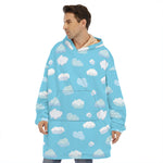 Pixel Cloud Pattern Print Hoodie Blanket