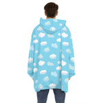 Pixel Cloud Pattern Print Hoodie Blanket