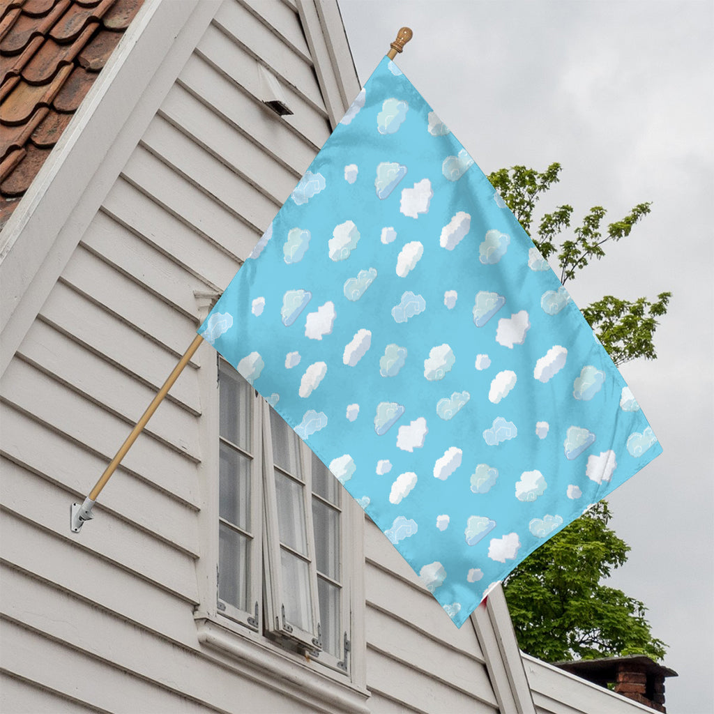 Pixel Cloud Pattern Print House Flag