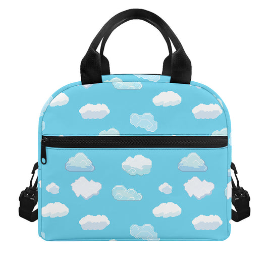 Pixel Cloud Pattern Print Insulated Lunch Bag