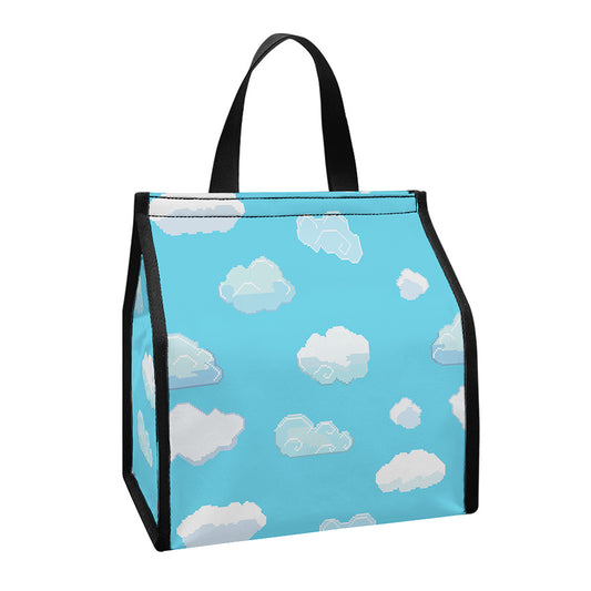 Pixel Cloud Pattern Print Insulated Lunch Tote