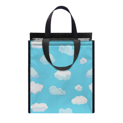 Pixel Cloud Pattern Print Insulated Lunch Tote